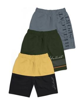 hellcat Pack of 3 Boys Typographic Print Regular Fit Shorts-picture-25