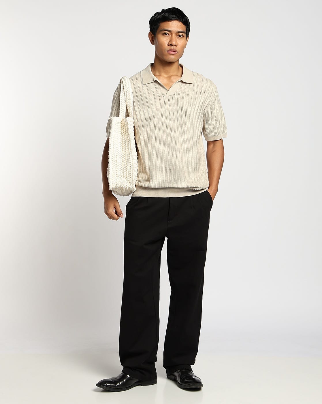 Buy Altheory by AZORTE Structured Relaxed Fit Polo T-Shirt Online