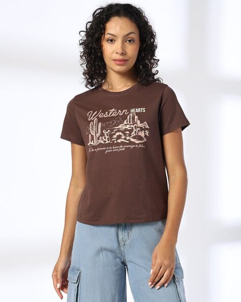 Women Graphic Print Regular Fit Round-Neck T-Shirt