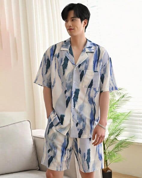 Men Printed Shirt Shorts Co-Ord Set