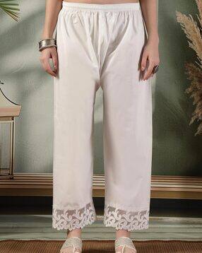 Women Embroidered Palazzos with Elasticated Waistband