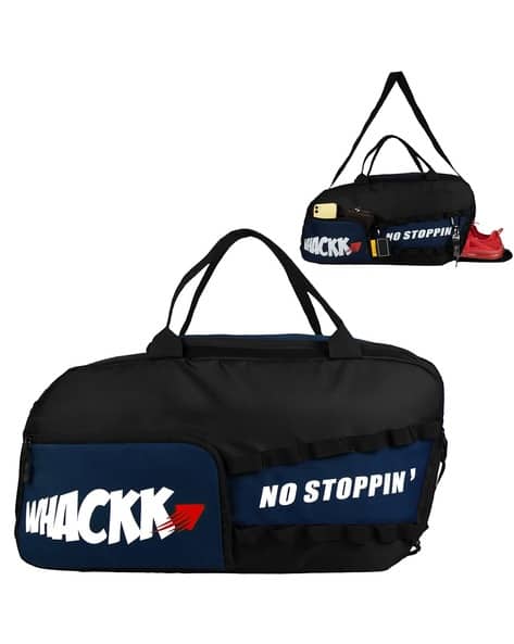 WHACKK Men Typographic Print Duffel Sports Bag