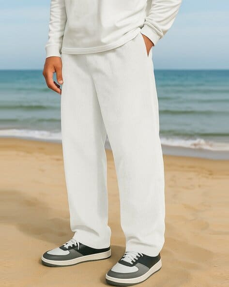 Linen Pants Baggy Pleated Trousers Mens Mens Loose Pleated