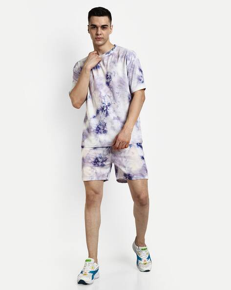 Hivora Men Tie & Dye T-Shirt & Shorts Co-Ord Set