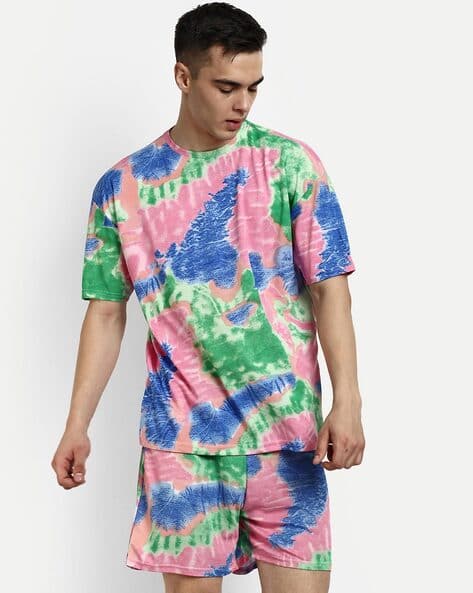 Hivora Men Printed T-Shirt & Shorts Co-Ord Set