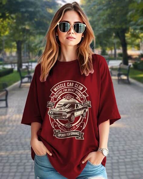 AUSK Women Oversized Fit Graphic Print T-Shirt