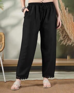 Women Embellished Palazzos with Elasticated Waistband