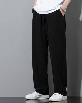 Men Straight Track Pants with Elasticated Waist