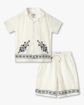 Boys Embroidered Relaxed Fit Shirt with Shorts-image-42