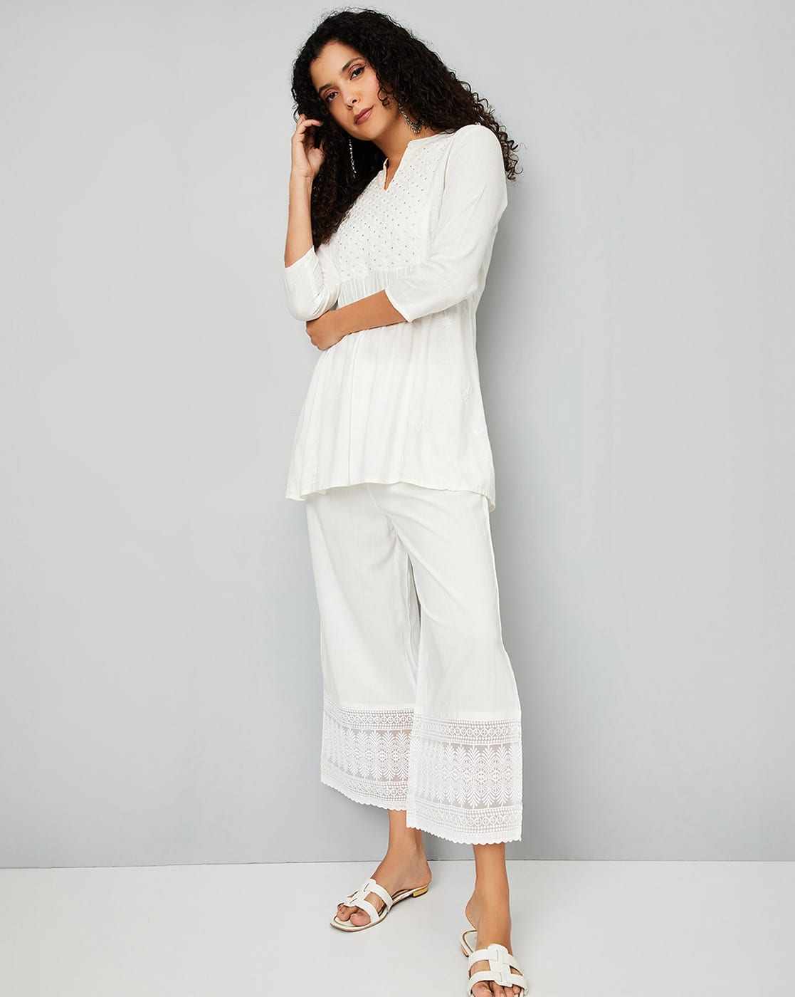 Buy MAX Women Embroidered Hem Palazzos Online | Ajio.com