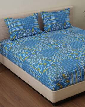 144 TC Cotton King Bedsheet Pillow Cover Set-image-6