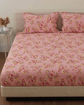 huesland 144 TC Floral Print Bedsheet with Pillow Covers-picture-33