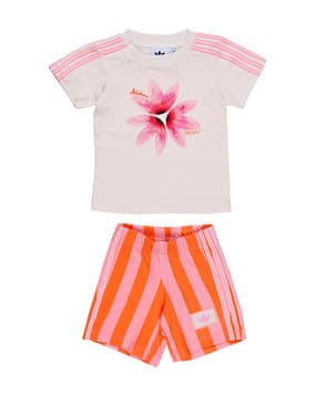 Printed Cotton T-Shirt & Shorts Set-image-45