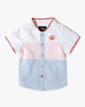 Boys Colourblock Regular Fit Cotton Shirt