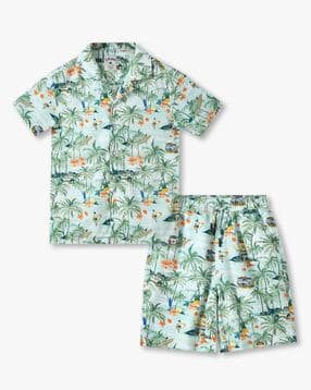 lee cooper Boys Tropical Print Shirt & Shorts Set-picture-34
