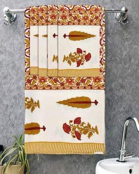 mafatlal Pack Of 5 Floral Print Bath & Hand Towel Set -picture-24