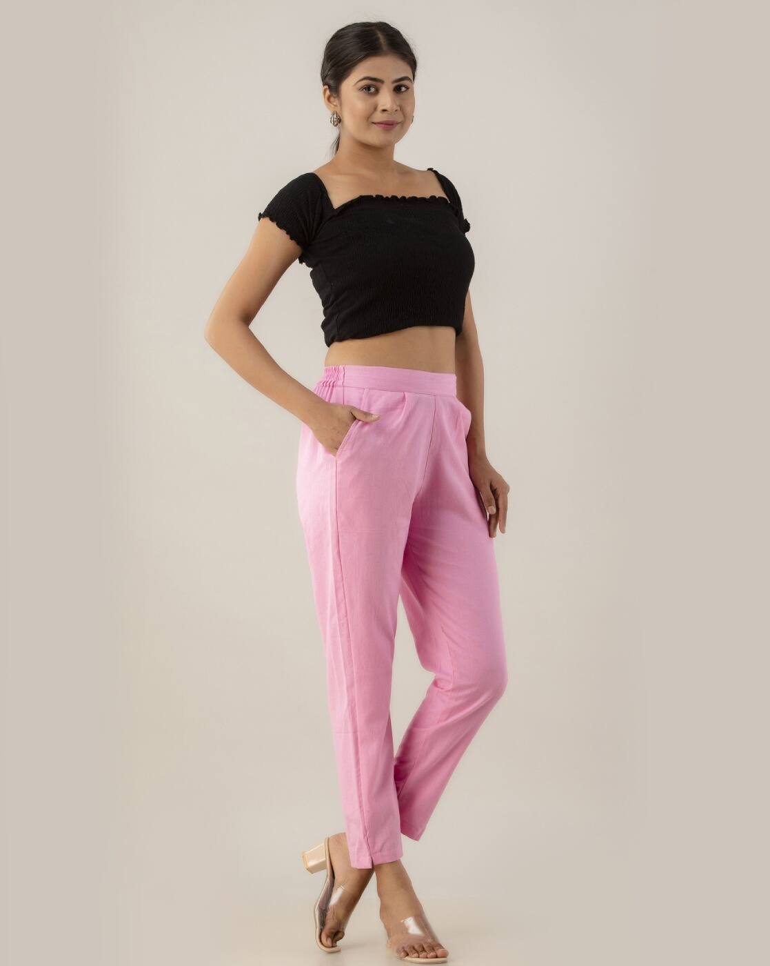 Buy Pink Trousers & Pants for Women by KOHSH Online | Ajio.com