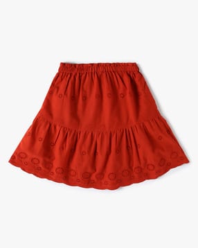 yousta Girls Schiffli Embroidered A-Line Skirt-picture-22