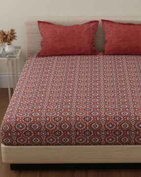 huesland 144 TC Floral Print King-Size Bedsheet with Pillow Covers-picture-11