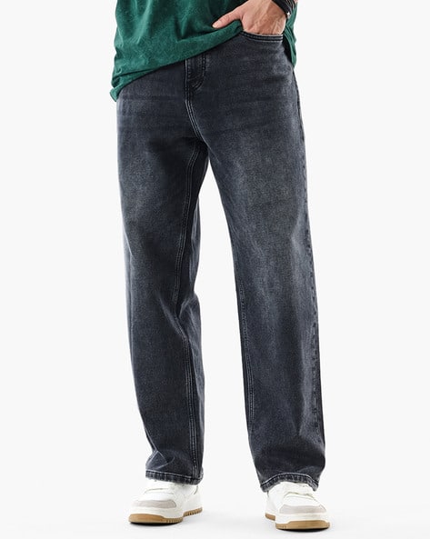 Men Mid-Rise Lightly Washed Baggy Jeans