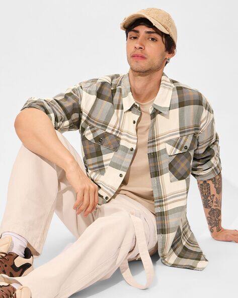 Plaid Timberland|The Souled Store  - Men Checked Regular Fit Shirt with Flap Pockets