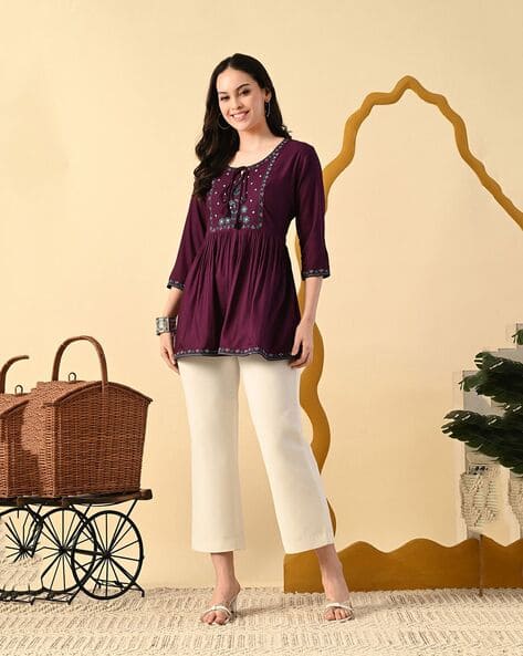 UG Apparel Women's Everyday Tunic - Maroon Long Sleeve Top With NCAA Team Graphic - View #2