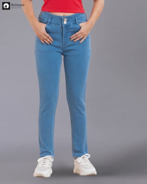 Skinny Fit Jeans Ajio Jeans Womens Buy Blue Jeans Jeggings For