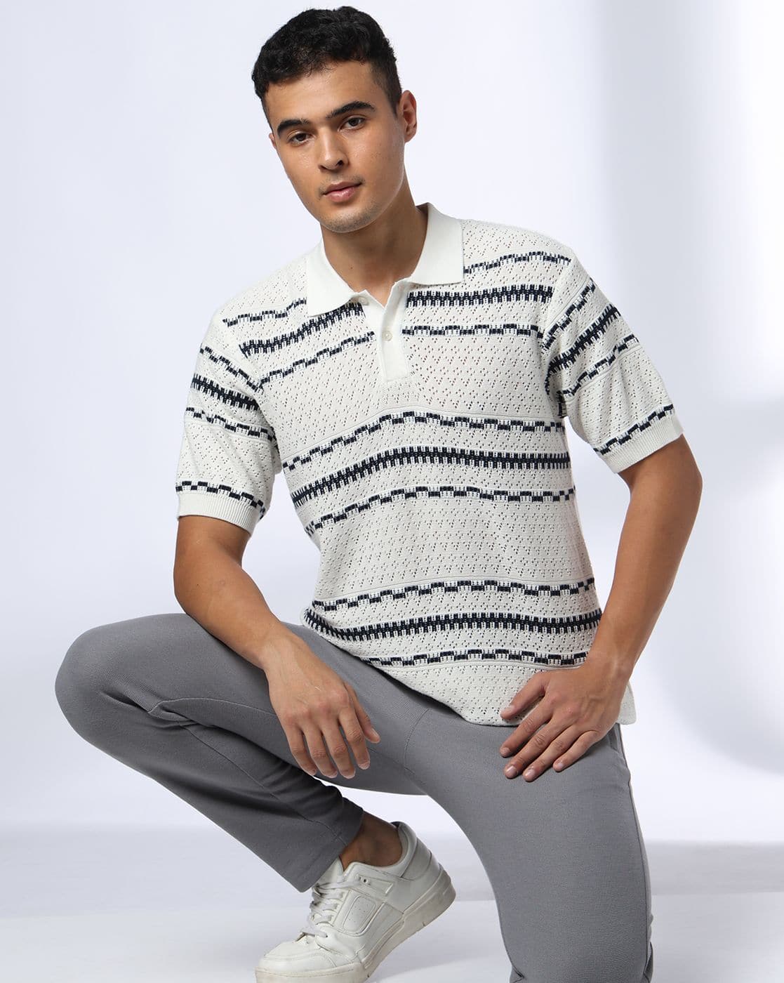 Buy Teamspirit Men Self-Striped Regular Fit  Online | Ajio.com