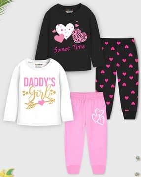trampoline Girls Pack of 2 Graphic Print T-Shirt & Pyjama Set-picture-33