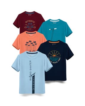 hellcat Boys Pack of 5 Printed Regular Fit T-Shirts-picture-31