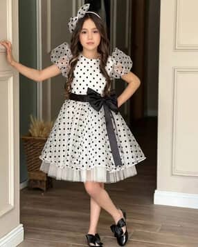 Girls Polka-Dot Print Fit & Flare Dress