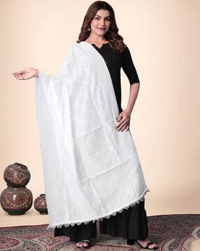 ebadat Women Embroidered Dupatta with Fringe Hem-picture-30