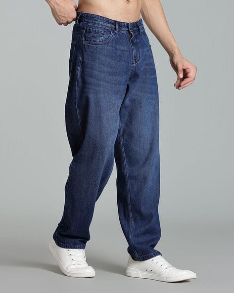 Mid Rise Baggy Jeans Stradivarius Low Rise Baggy Jean In Mid Blue