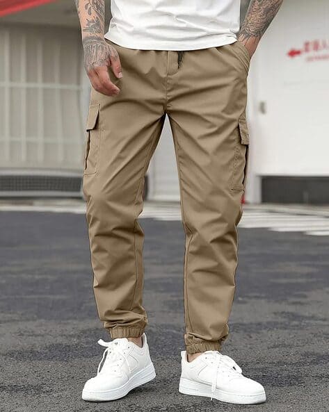 Baggy Khaki Cargo Joggers Mens Style Dark Khaki Joggers 2pcs *'s