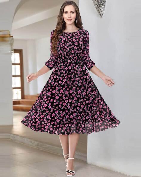Women Floral Fit and Flare Dress