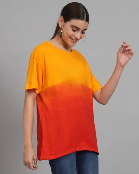 theallchemy Women Ombre-dyed Relaxed Fit T-Shirt