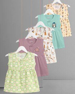 Girls Pack of 5 Printed A-Line Dresses
