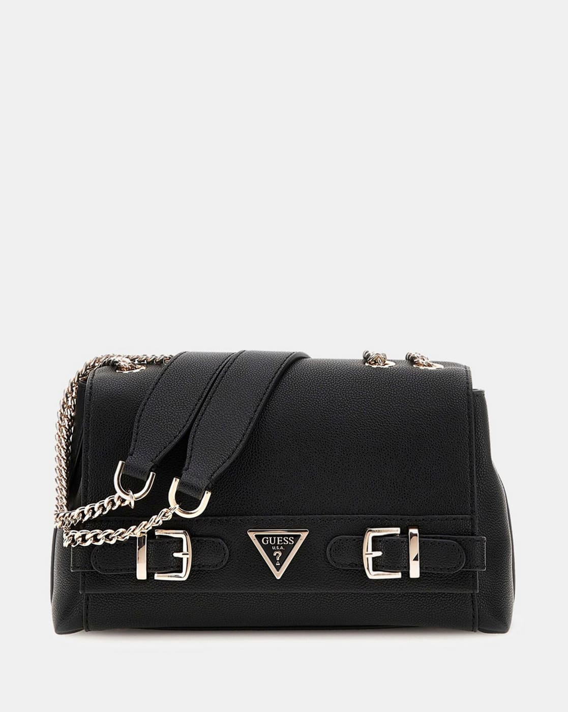 GUESS Aventa Convertible Crossbody Flap Bag - Quilted PU With Chain Strap, Gold Logo Details