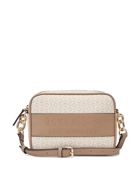 Camera Bag Guess Crossbody Bag Beige Printed Devlon Camera