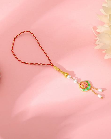 Giva Men Sterling Silver Gold-Plated Peacock Lumba Rakhi