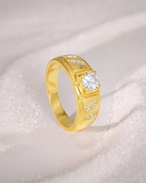 giva Men Sterling Silver Gold-Plated Stone-Studded Ring-picture-43