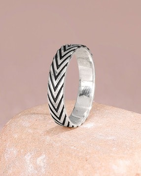 giva Men Sterling Silver Oxidised Chevron Band Ring-picture-22