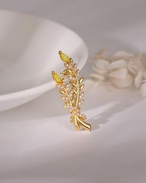 giva Men Sterling Silver Gold-Plated Leafy Moment Brooch-picture-41
