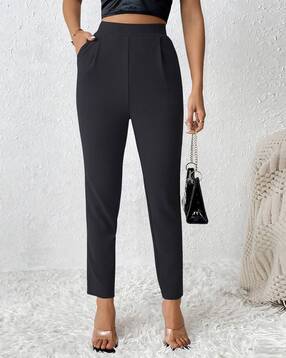 Women High-Rise Skinny Fit Trousers-image-7