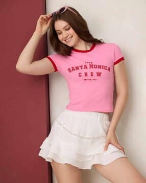 outzidr global Women Typographic Print Regular Fit Crew-Neck T-Shirt-picture-21