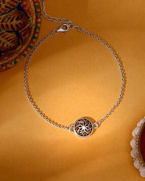 giva Men Sterling Silver Sphere Floral Bracelet Rakhi-picture-26