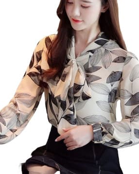 fyre rose Women Leaf Print Regular Fit Top with Tie-Up-picture-13