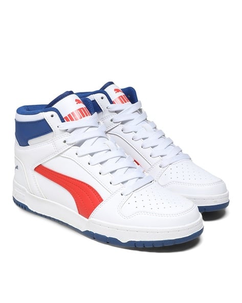 puma mid white red blue