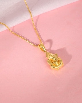 giva Women Sterling Silver Gold-Plated Ganapathi Pendant with Chain-picture-32
