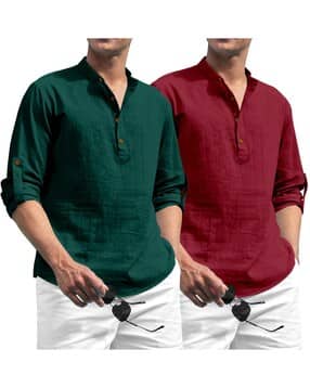 Men Pack of 2 Regular Fit Short Kurta-image-30